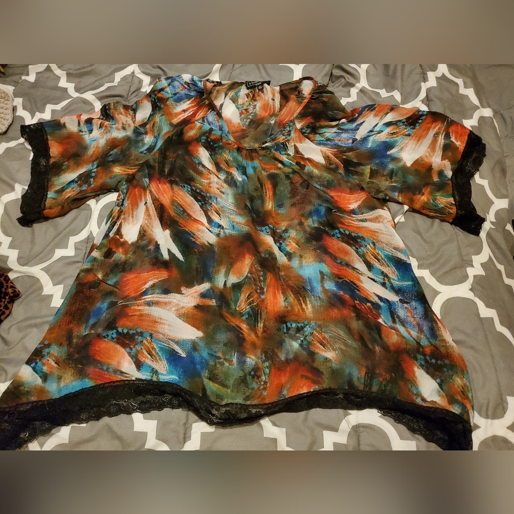 Elementz 2X Sheer Top. Muti-colored
